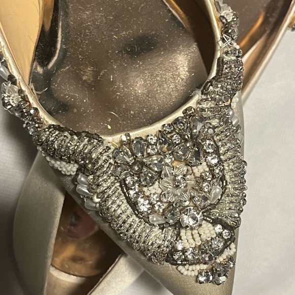 Badgley Mischka rhinestone toe off-white flats size 6.5 - Picture 5 of 5